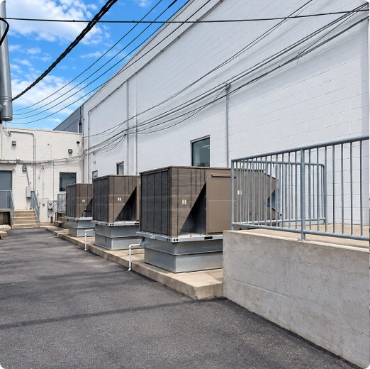 Commercial rooftop unit installation at antique market on Lehigh Street, Allentown